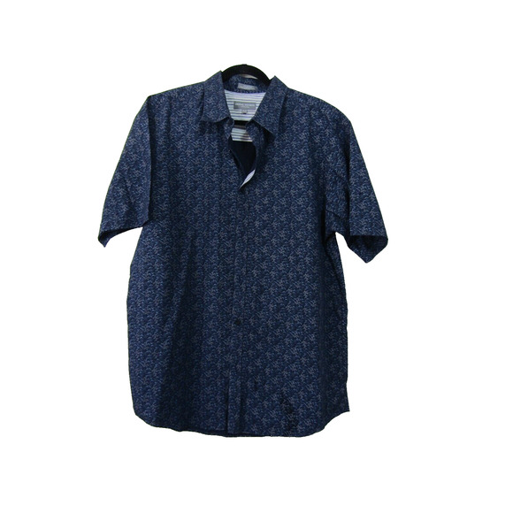 Michael Brandon Navy Blue Floral Button Shirt Mens size XL/17-17.5 Cotton Collar - Picture 1 of 8